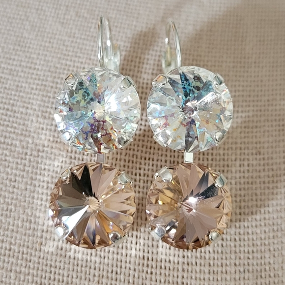 Austrian Crystal Earrings in Shiny Silver - Picture 5 of 9